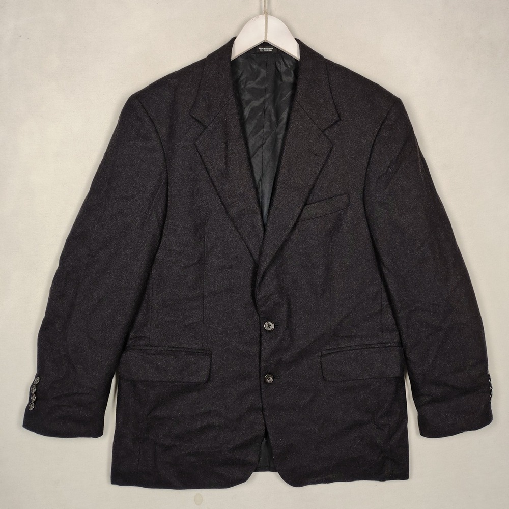 Oscar de la Renta Mens Blazer 41R Charcoal Virgin Wool Cashmere Sport Coat 5485